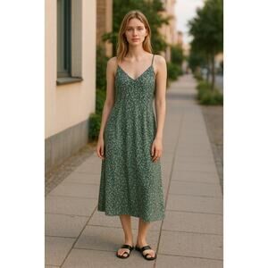 A NEW DAY LONG GREEN FLORAL DRESS SIZE MEDIUM
